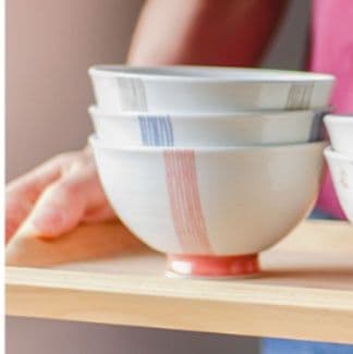 茶碗 縦縞模様の磁器茶碗