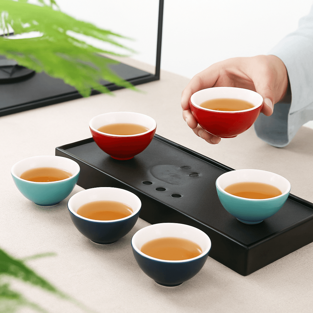 茶碗 彩り釉薬仕上げ小ぶり湯呑み茶碗