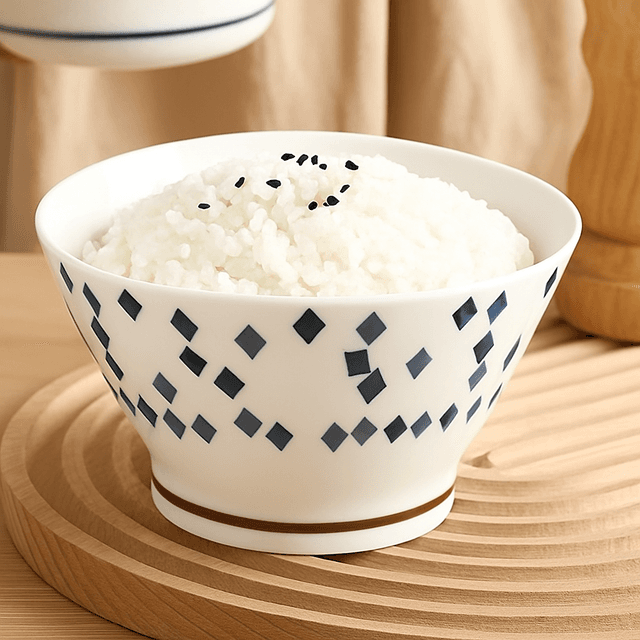 茶碗 北欧風幾何学模様の電子レンジ対応茶碗