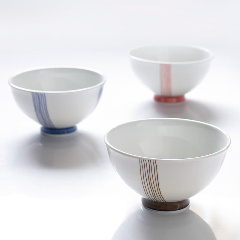 茶碗 縦縞模様の磁器茶碗
