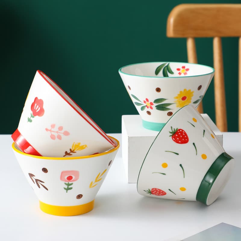 茶碗 北欧風手描き柄の温もり茶碗