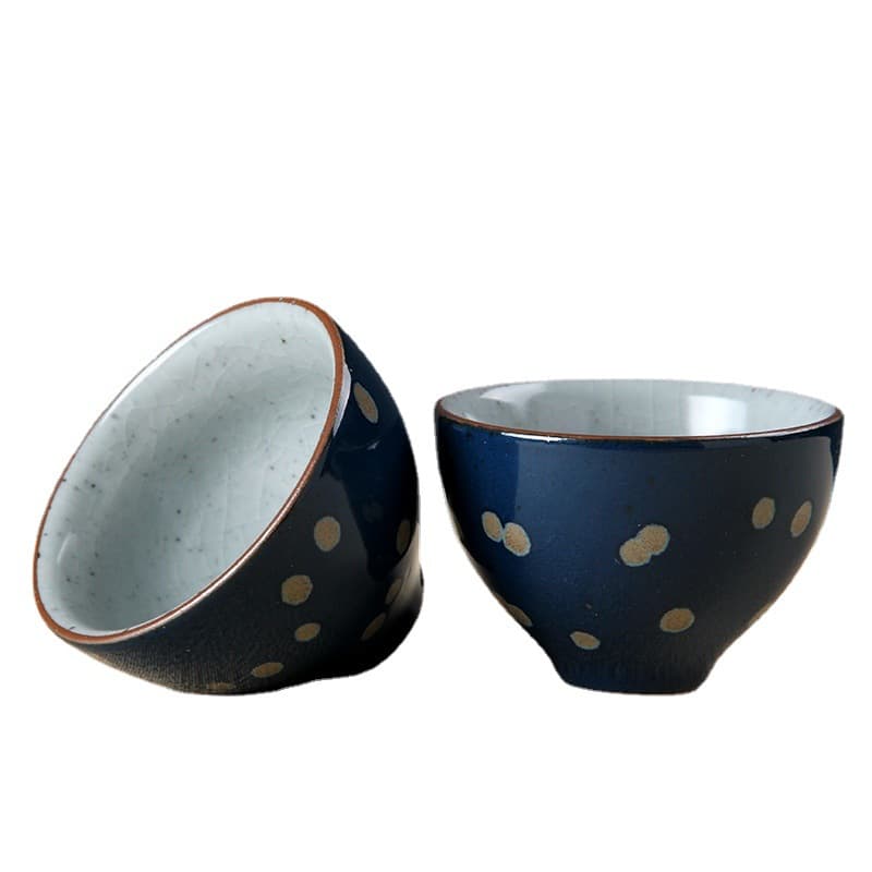 茶碗 シンプル水玉模様湯吞み茶碗