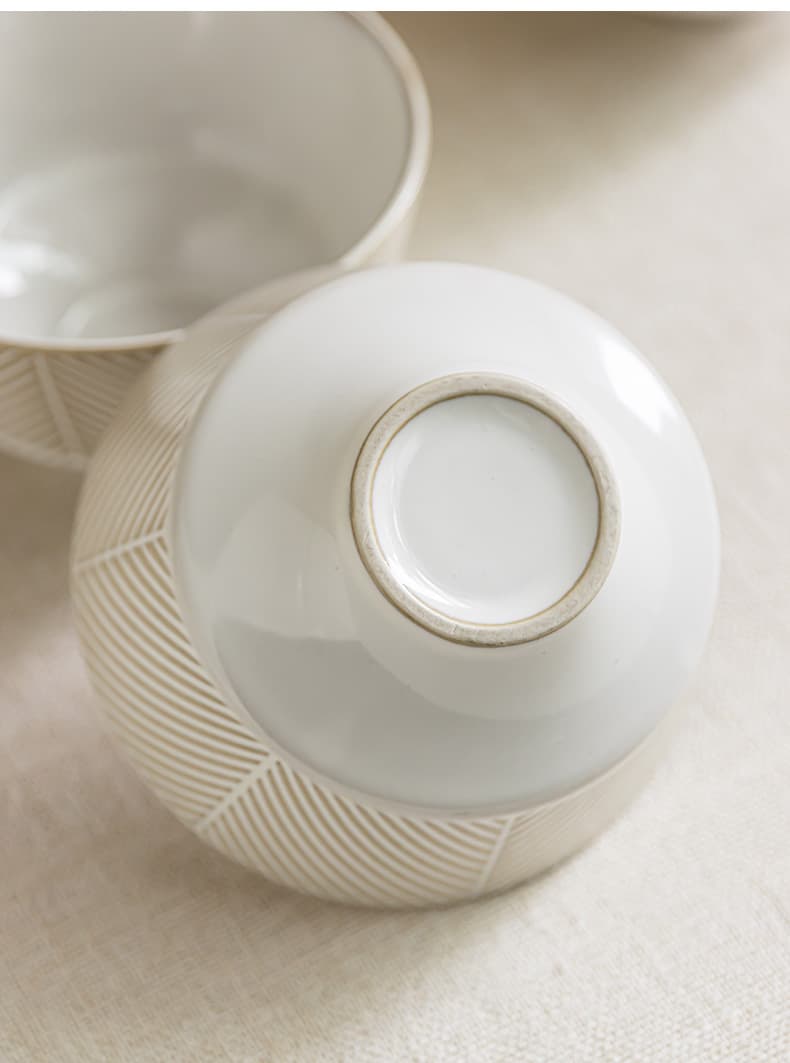 茶碗 北欧幾何学模様のヘリンボーン茶碗