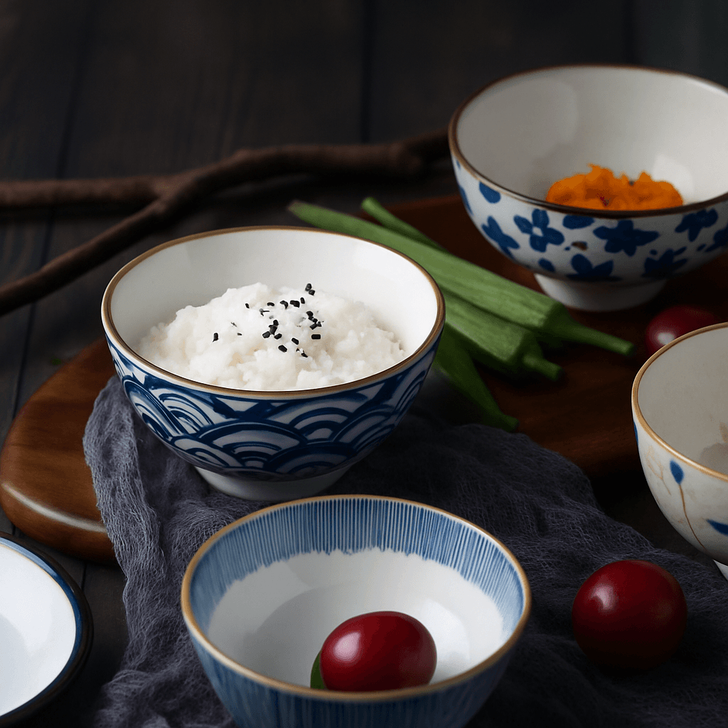 茶碗 和風模様の磁器製ご飯茶碗