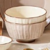 茶碗 縦筋模様の和風陶器茶碗