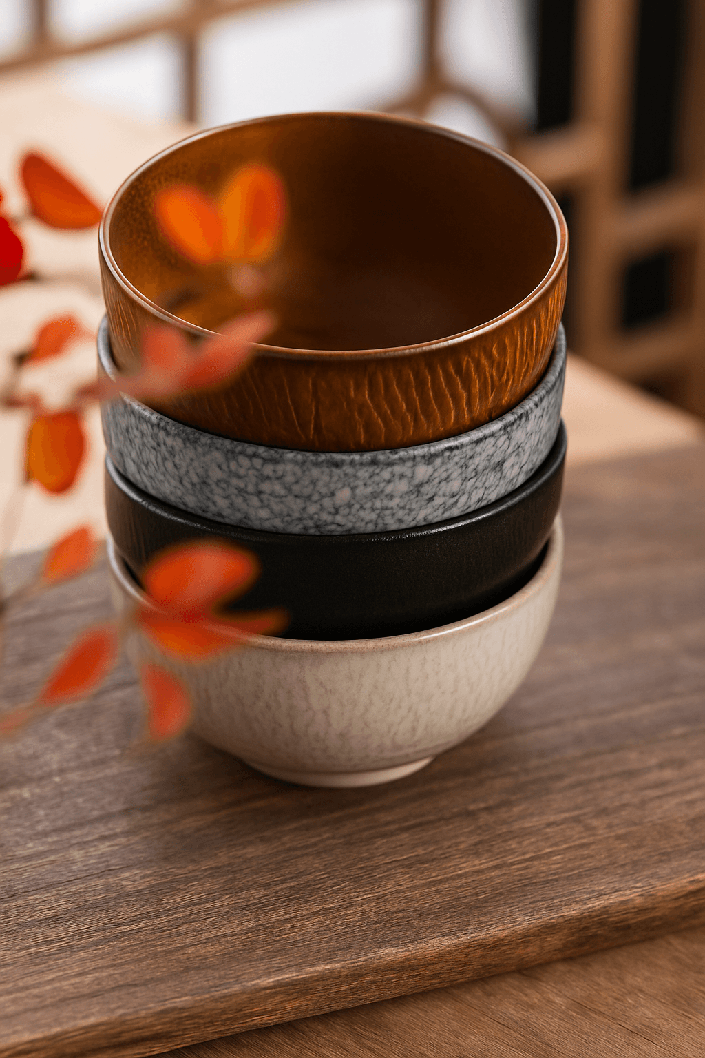 茶碗 波紋彫り模様の小さめ和風茶碗