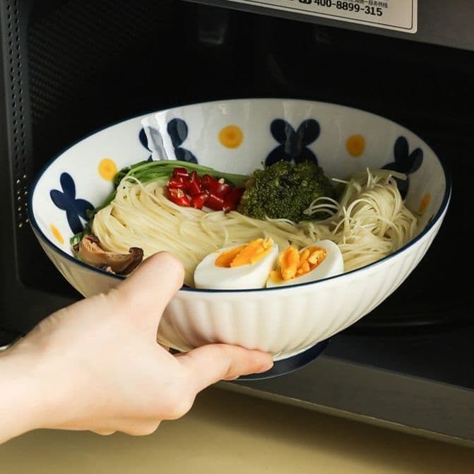 茶碗 花柄模様入り麺鉢 どんぶり茶碗