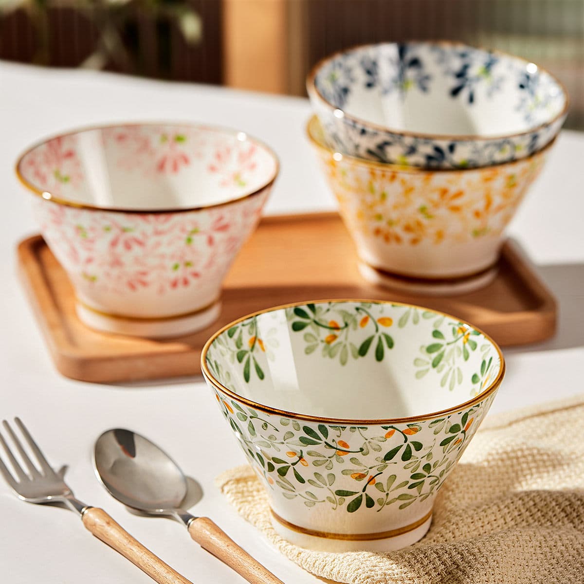 茶碗 小花柄ご飯茶碗 四季彩りセット