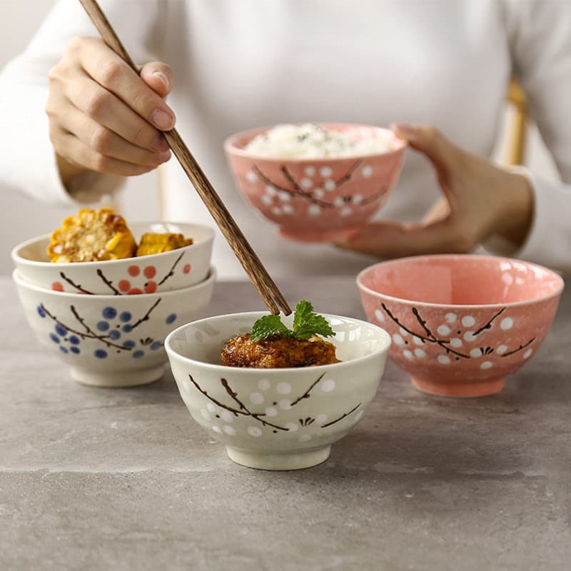 茶碗 梅花模様の和風 ご飯茶碗