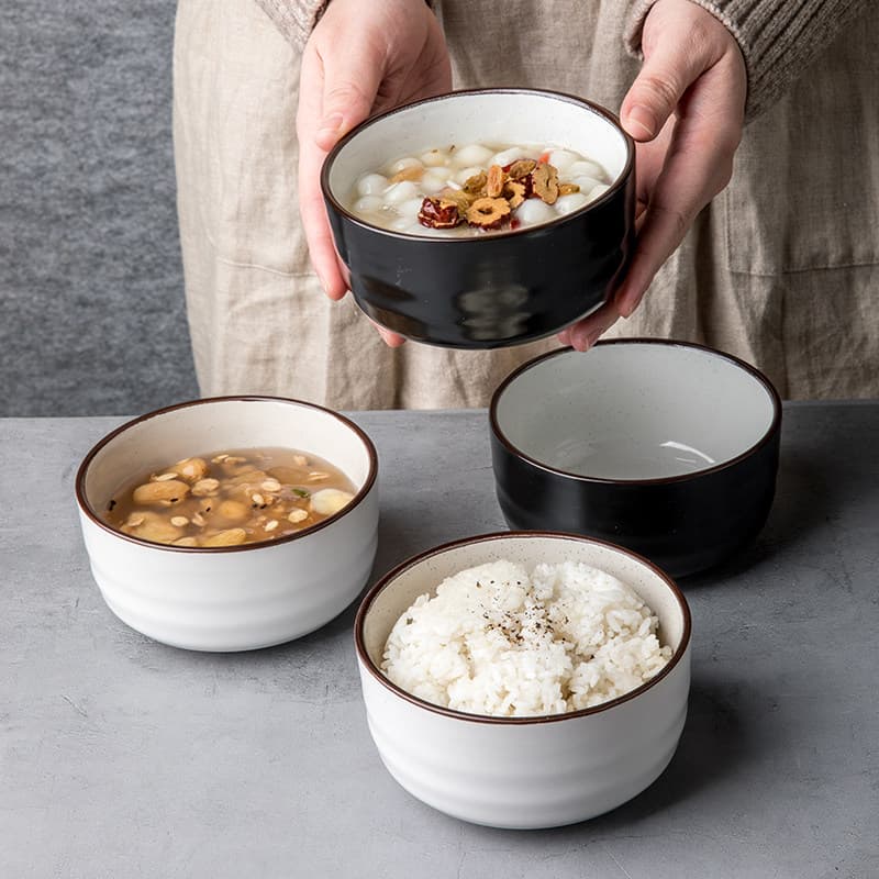 茶碗 縁取り和風ご飯茶碗