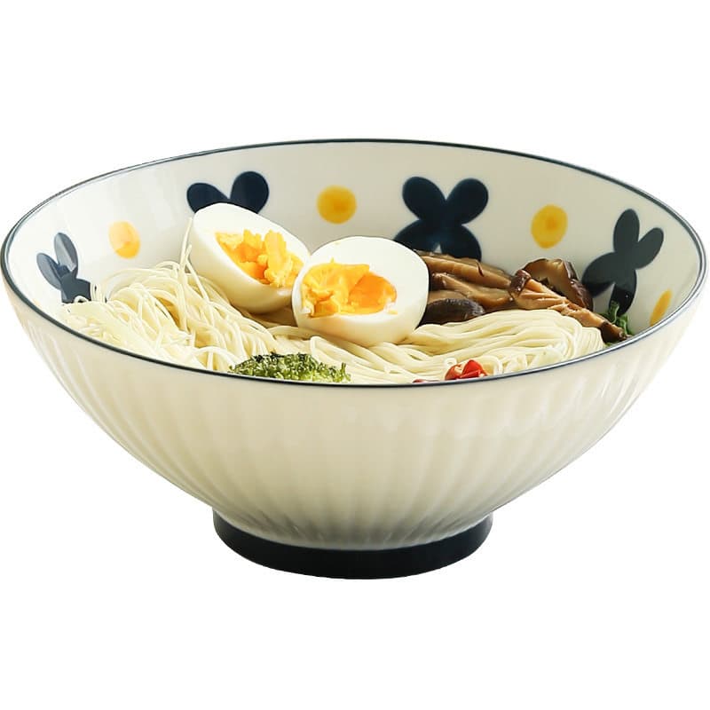 茶碗 花柄模様入り麺鉢 どんぶり茶碗
