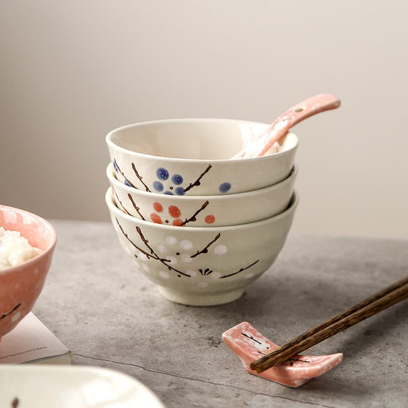 茶碗 梅花模様の和風 ご飯茶碗