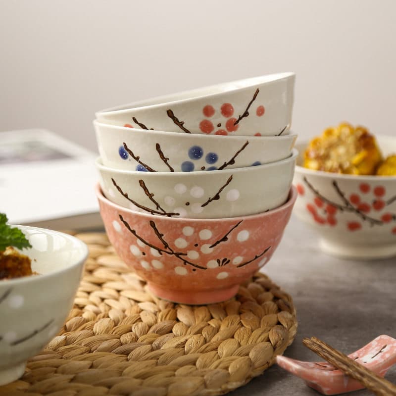 茶碗 梅花模様の和風 ご飯茶碗
