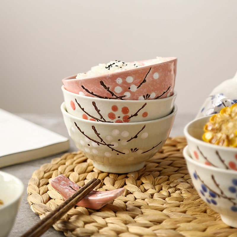 茶碗 梅花模様の和風 ご飯茶碗