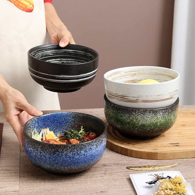 茶碗 和風釉彩グラデーション丸形どんぶり茶碗